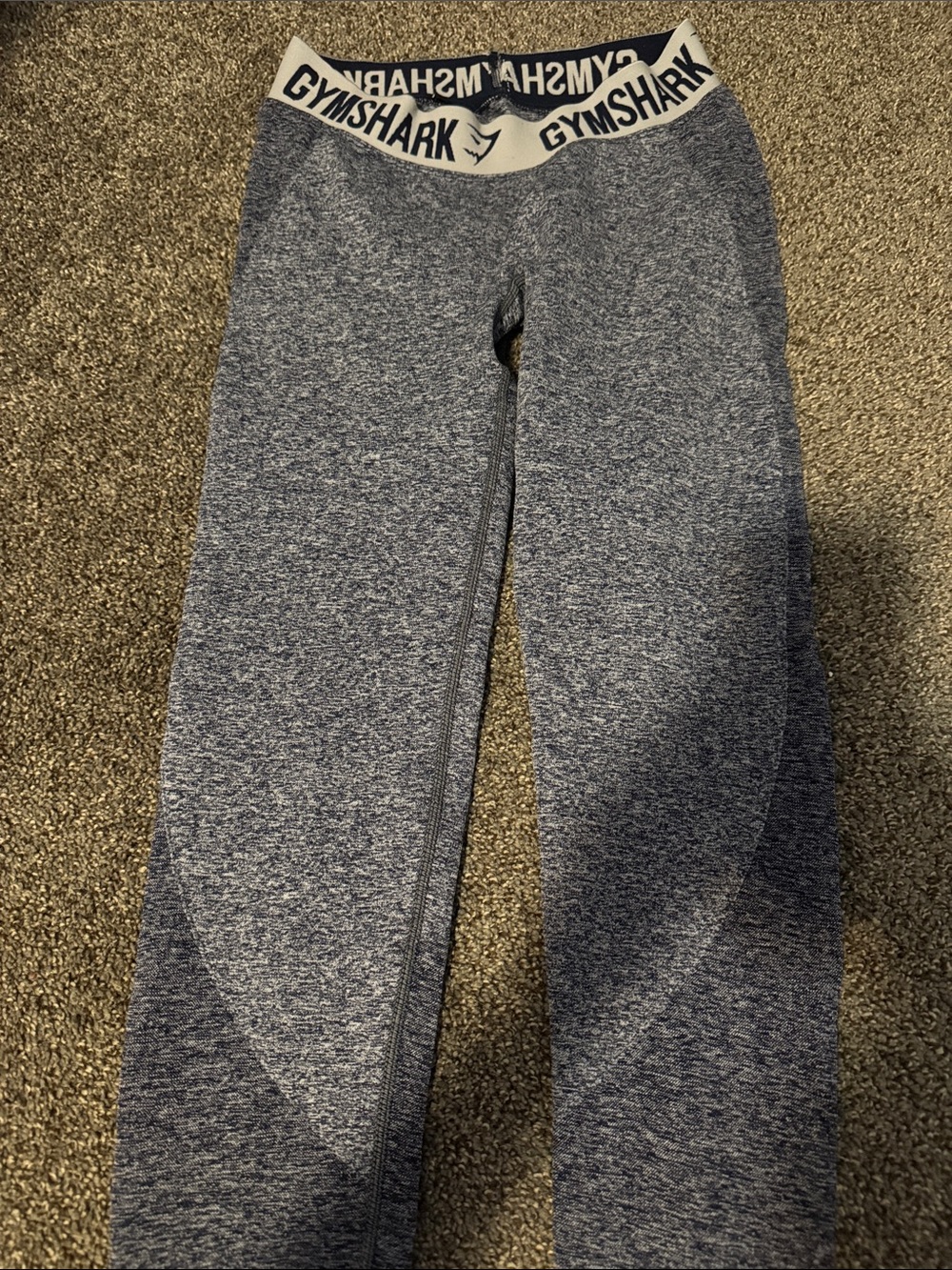 Gymshark Kids Heathered Navy Blue Leggings with Branded Waistband